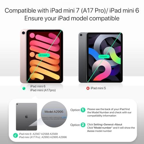 SANDUODD Case for iPad mini A17 Pro, iPad mini 6 case, Compatible with Magsafe, Clear Back with TPU Frame, Slim Lightweight Protective iPad mini Case (Midnight Black) - Thumbnail 2