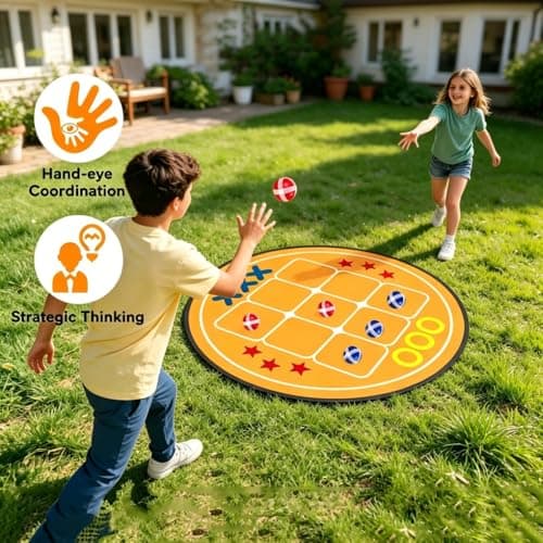 2-in-1 Kids Dart Board Set- Sticky Tic Tac Toe Game & Portable Score Target, 2 Different Boards for Double Fun, Indoor Outdoor Games for Boys Girls Age 8-12 - Thumbnail 5