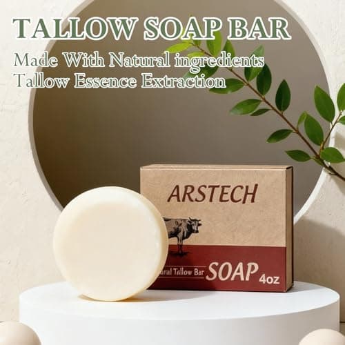 Beef Tallow Soap Bar, Natural Grass Fed Tallow Soap, Moisturizing Face & Body Wash Great for Washing Hands, Face, Hair, Bathing, Bath Soap for Adults, Gentle Formula, from Inner Mongolia Grassland - Thumbnail 3