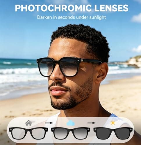 2026 AI Smart Glasses with Bluetooth,Open-Ear Audio Bluetooth Glasses for Men,Real-Time Translation 130+ Languages,AI Meeting Assistant,Gesture Control,9H Battery,35g Lightweight,Daily&Business Use - Thumbnail 3