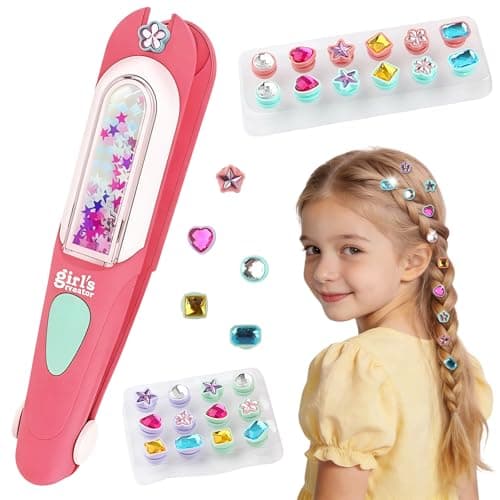 CLFORLORGN Hair Gem Stamper Kit for Girls, Reusable Hair Bling Gems Styling Set with Rhinestones, Easy DIY Hair Accessories Toy, Birthday & Christmas Gifts for Girls Ages 4–12 Year Old - Image 1