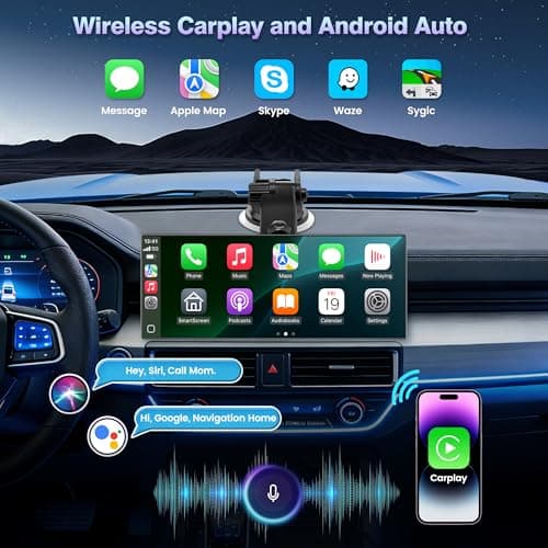 Gikktdr 11.5" Portable Carplay Screen for Car,Wireless Car Play Screen with Carplay,Android Auto,OTA Updates,60FPS,4K Dash Cam + 1080P Backup Cam (with a Camera Bracket),Voice Control,GPS Navigation - Thumbnail 3