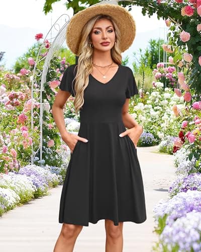 MOLERANI Womens Summer Dresses 2026 - Casual A-Line Sundress with Short Sleeves Floral Print for Beach Vacation S-3XL - Thumbnail 3