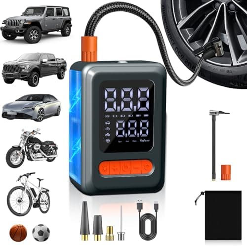 Cordless Tire Inflator Portable Air Compressor, 18000mAh Battery 3X Faster Cordless Tire Inflator with Tire Pressure Gauge,150PSI Electric Air Pump for Car Tires - Image 1