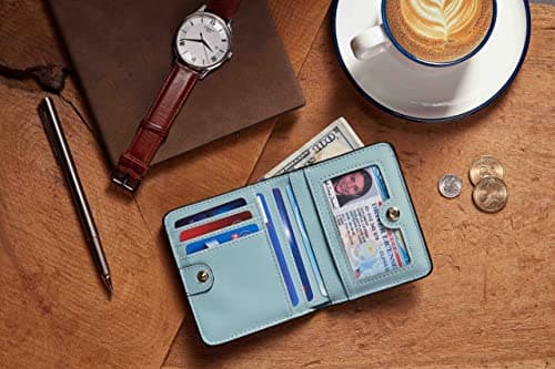 Gostwo Small Wallet for Women, Slim RFID Blocking Wallet, Credit Card Holder Wallet, Compact Bifold Luxury Genuine Leather Pocket Passport Wallet Ladies Girls Mini Purse Travel with ID Window, Blue - Thumbnail 6