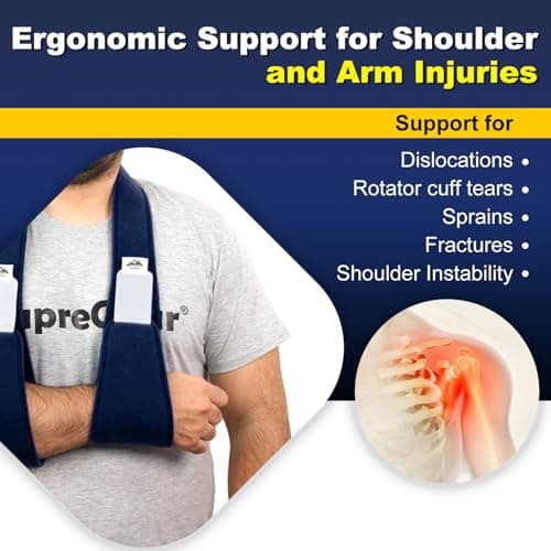supregear Arm Sling Shoulder Immobilizer, Rotator Cuff Support Brace, Lightweight Comfortable Sling for Shoulder Injury, Broken, Dislocated, Fracture, Strain, Left Right, Men Women, Dark Blue - Thumbnail 5