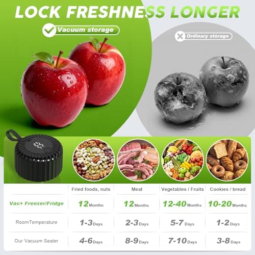 Mason Jar Vacuum Sealer, Food Saver Vacuum Sealer Machine(Lids Included) for Wide, Regular Mouth Mason Jars, Portable Automatic Canning Machine For Kitchen Food Storage(Black) - Thumbnail 2
