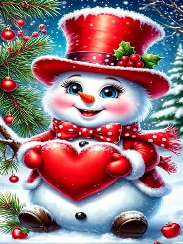 Lophomie Diamond Art Kits for Adults, 5D Full Drill Christmas Snowman Diamond Painting Kit, Easy DIY for Beginners, Relaxing Arts and Crafts, Home Decor & Gift, 12x16 Inch