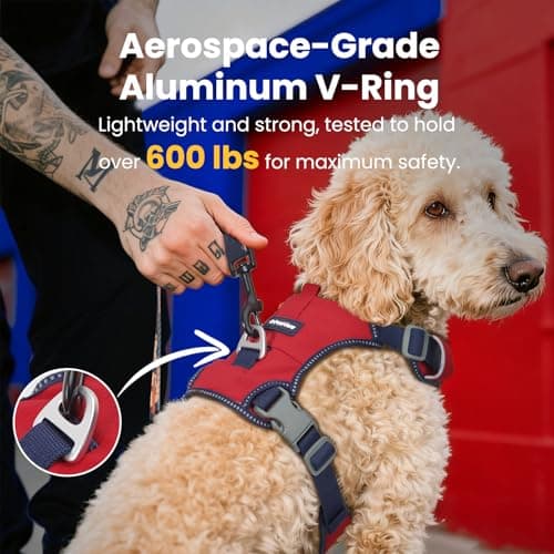 No Pull Dog Harness for Medium & Large Dogs, Lightweight Escape Proof Adjustable Dog Harness with Pocket, Front & Back Clip, Reflective Soft Vest with ID Tag, for Running Walking, Red - Thumbnail 3