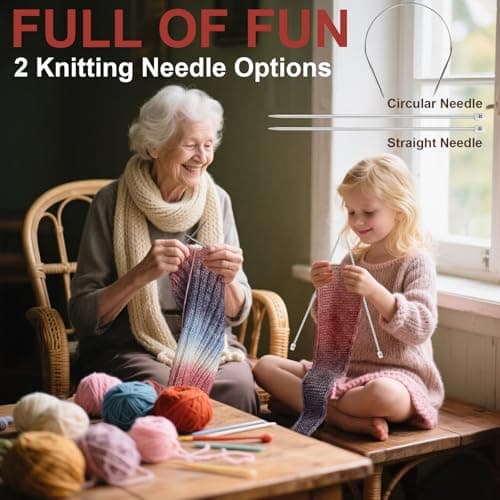 Kitcroet Knitting Kit for Beginners, Complete Beginner Knitting Kit Including Knitting Needles Set, Soft Gradiant Cake Yarn, Learn to Knit Scarf, Beanie, Mittens with Step by Step Video Tutorials - Thumbnail 4