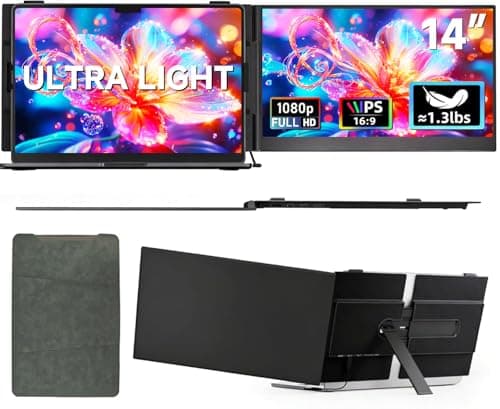 14" Laptop Screen Extender, 0.19" Ultra-Thin Laptop Monitor, Stable Damping Stand with 90° Rotation, 180° Rotation Dual Screen, Extra Compatible with Windows/Mac/Android/Switch/PS Fits 13"-17" Laptops - Image 1