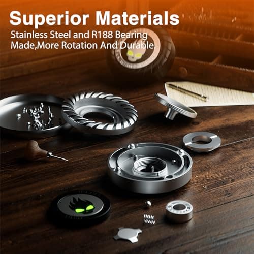 3-in-1 Metal Fidget Spinner for Adults & Teens - Heavy Duty EDC Stress Relief Toy with Silent R188 Bearing, Magnetic Haptic Slider & Clicker - Modular Office Desk Toy for ADHD Focus & Anxiety - Thumbnail 4