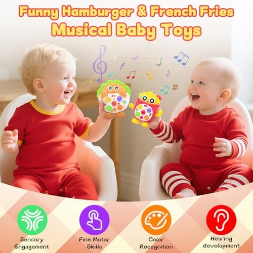 MPQMPQ Musical Toys for Toddlers 1-3, Baby Musical Toys with Music & Sound Effects & 5 Level Quick Push Game, Interactive Light up Baby Toy with Flashing, Birthday Gift for Boy Girl 1 2 3 Year Old - Thumbnail 2