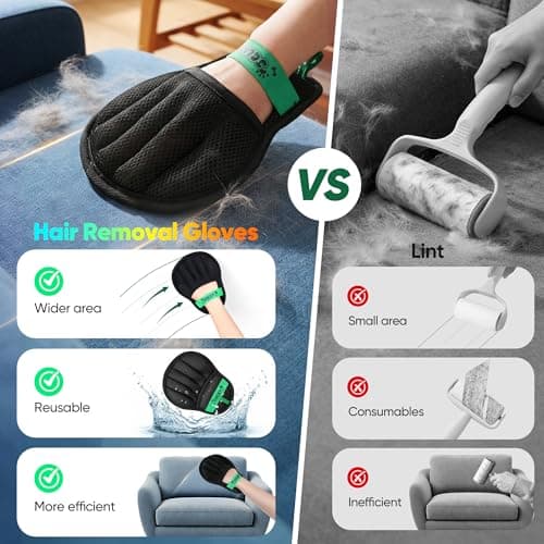 JGLXF Upgraded Pet Hair Removal Glove for Dogs & Cats, Electrostatic Five-Finger Hair Remover for Furniture, Couch, Carpet, Clothing& Car Seat, 1Pcs Reusable Magic Brush Pet Hair Remover Tool (Black) - Thumbnail 3