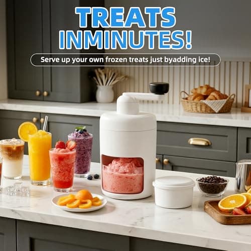 Shaved Ice Maker, Ice Shaver Slushie Machine, Snowcone Maker for Kids Birthday Party, House Warming Gifts New Home, Kitchen Gift Ideas, White - Thumbnail 5