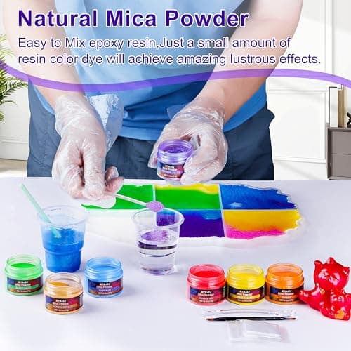 MTBJZJ Mica Powder for Resin, 25 Colors - 20g/Bottle Epoxy Resin Color Pigment, for Candle Dye, Lip Gloss Pigment, Soap Making, Slime Colorant, Paint, Bath Bombs, Nail Polish and Eye Shadow - Thumbnail 4
