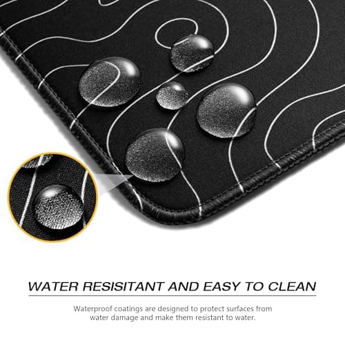 XVX Black and White Topographic Mousepad, XXLarge Gaming Mouse Pad for Desk 35.4x15.7 Inch,Waterproof Desk Pad with Non-Slip Rubber Base Mice Pad,Keyboard Mat Computer Game Mouse Mat - Thumbnail 4