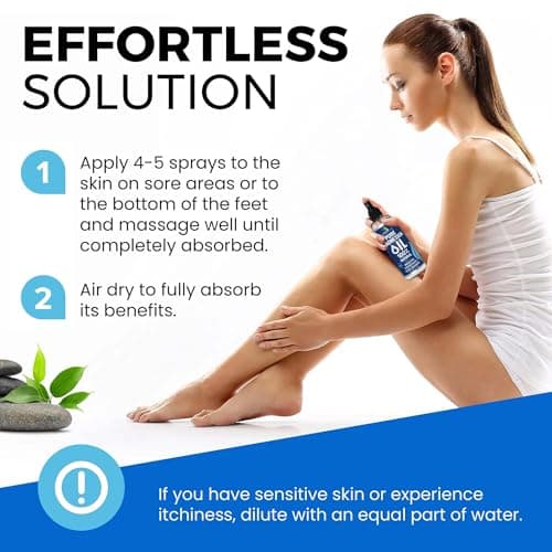 Pure Magnesium Oil Spray 4oz - Topical Magnesium Spray for Sleep & Feet - Extra Strength - USP Grade - 100% Natural and Organic Oil for Muscle Pain & Cramps - Less Sting - Less Itch - Made in USA - Thumbnail 4