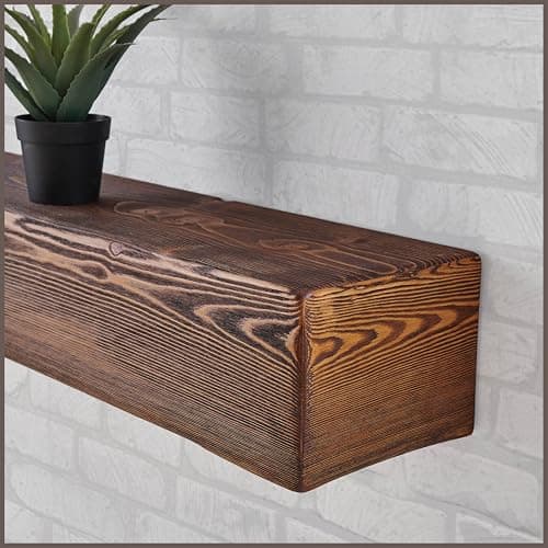 Adorwood Handmade Fireplace Mantel Shelf, Extra Wide Rustic Wood Mantles for Over Fireplace, Wall Mounted Floating Mantel Shelves for Living Room Decor (Light Walnut, 60 inches)