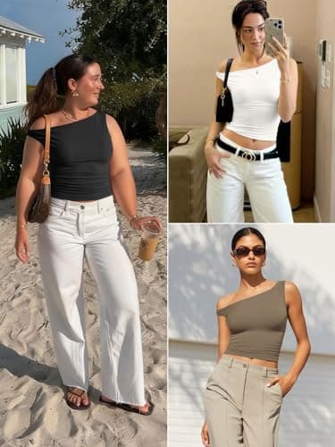 ATHMILE Womens Off The Shoulder Tops Summer Sleeveless Shirts Going Out Crop Tank Top Y2K T Corset Tube Fashion Outfits 2026 Red - Thumbnail 6