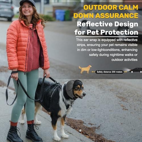 Dog Ear Muffs Noise Protection, Wraps Cover for Dogs Bath Grooming, Adjustable Dog Calming Hoodie Hematoma Anxiety Firework Thunder, Waterproof Dogs Shower Cap Drying Swimming Bathing (LG) - Thumbnail 6