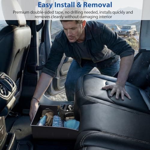 DIAMOOKY Rear Under Seat Storage for Jeep Wrangler JL JLU 2018 2019 2020 2021 2022 2023 2024 2025 2026 4-Door Accessories, Under Back Seat Organizer Tool Box (Not for 2-Door, 4xe & Gladiator JT) - Thumbnail 6