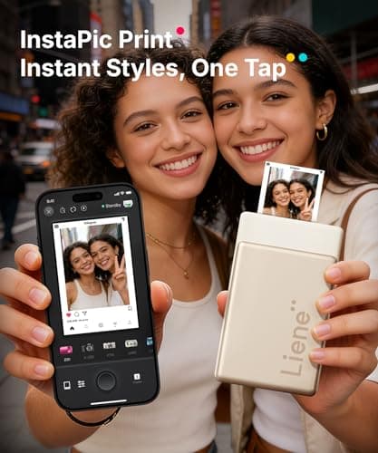 Liene Pearl N200 Pro Portable AI Photo Printer, Instant Mini Picture Printer for iPhone Smartphone, Thermal Dye Sublimation, Bluetooth Sticker Maker 50 Sheets 2x3 Adhesive Paper & 5 Cartridges, Gold - Thumbnail 5