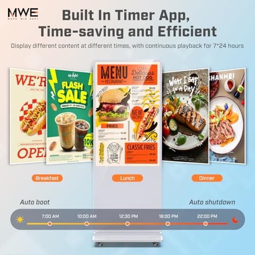 QIXZOCV MWE 43 Inch Digital Signage Advertising Display Kiosk LCD Screen Indoor Floor Standing Commercial Totem Android System Vertical Poster with Auto Media Player-White - Thumbnail 6