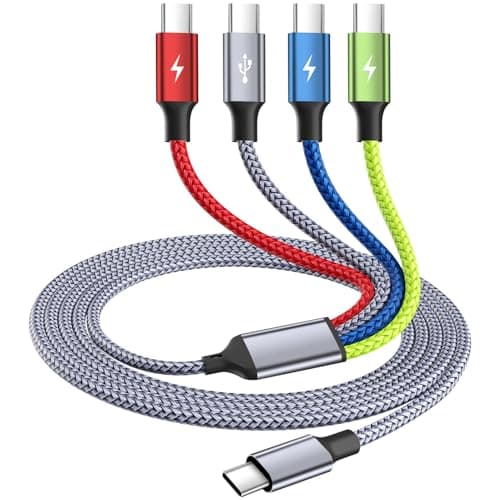 USB C Splitter Multi Charging Cable 1Pack 5FT, Dual Type C Charger Cord,4 in 1 Multiple Nylon Braided Cable with 4 Type-C Connectors Compatible with iPhone 17 16 Pro Max/Tablets/Google - Thumbnail 6