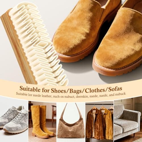 Suede Shoe Brush, 2-in-1 Cleaner with Rubber Brush Head(White) - Thumbnail 2