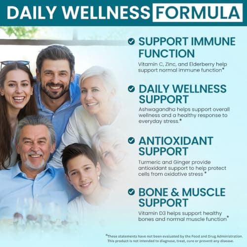 Elderberry Immune Support Supplement 8-in-1 Formula with Echinacea, Vitamin C & Zinc, Vitamin D 5000 IU, Turmeric, Ginger, Ashwagandha – 60 Capsules - Thumbnail 4