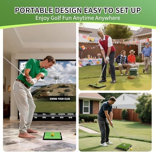 Golf Hitting Mats Training Equipment, Portable Golf Mat with Longer Swing Path Trajectory, 3-in-1 Replaceable for Driving, Chipping & Hitting Mat, No-Slip Heavy Duty Rubber Base, Indoor/Outdoor - Thumbnail 4