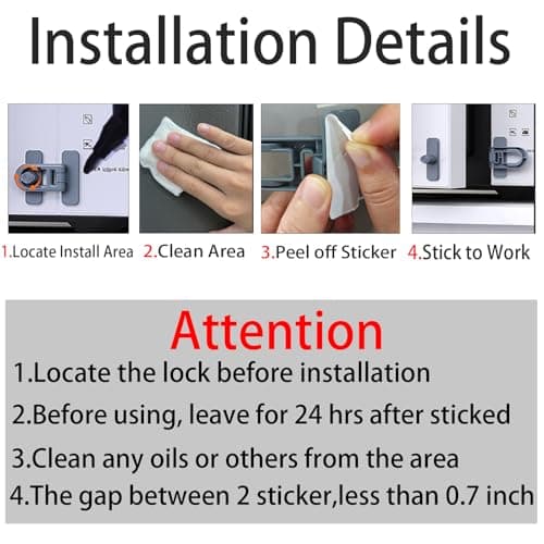 Bstsilver 2-Pack Cabinet Lock Childproof for Refrigerator Door Drawer Freezer RV Oven Cupboard Closet Box, 90 Degree Fridge Latches Petproof Baby Proofing for Toddler Cat Dog Kitchen, Strong Adhesive - Thumbnail 6