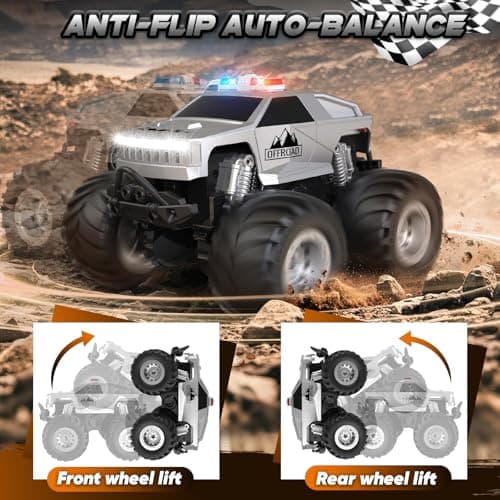 Amilacily Remote Control Car, All Terrain Remote Control Truck, RC Cars with 360 Degree Spins, Pickup-Style Toy Car with Light, Rechargeable RC Truck for Boys Girl Kids 4-7 8-12 6-8 - Thumbnail 2
