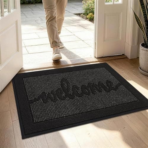 JSEI Door Mat 32"x 48",Absorbent Dirt Welcome Mat,Non-Slip Entryway Rugs Washable Indoor Entrance Mats, Low Profile Floor Mat for Entryway and Front Back Door,Black - Thumbnail 3