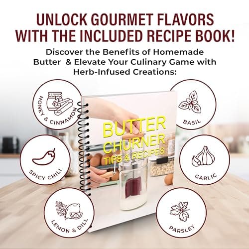 Dazey Butter Churner - Butter Crock, Cheese Cloth, Paddles, Recipe Book INCLUDED- Hand Crank Churn Manual Butter Maker- Create Delicious Homemade Butter With Your Own Dazey Churner - Thumbnail 6