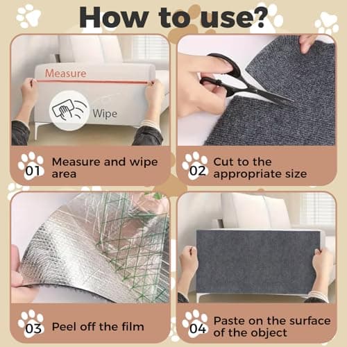 huraty 2 Pcs Cat Scratching Mat, Trimmable Cat Scratchers Furniture Protector Scratching Pad Cover Replacement for Cat Climbing Post Tree Sofa Couch Wall, Beige 78.7"x15.8" - Thumbnail 5