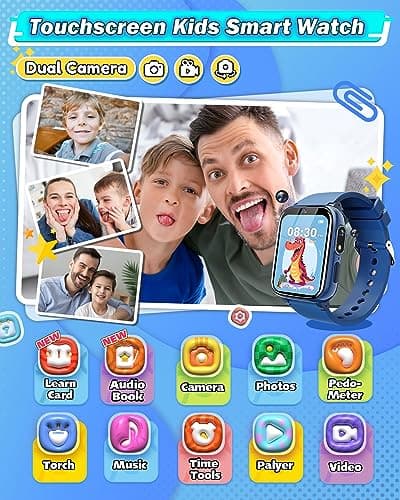 Sueseip Kids Watch for Boys Toys Age 6-8, HD Touchscreen Dual Cameras Smart Watch for Kids Ages 5-7, Kid Toys with 35 Games Learn Card Audio Story for 6 7 8 9 10 Year Old Boys Birthday Gifts - Thumbnail 2