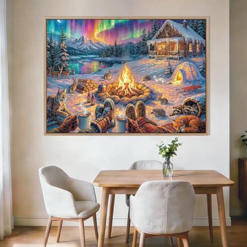Aurora Winter Cabin Puzzles for Adults 1000 Pieces,Impossible Hard Challenging Jigsaw Puzzles for Adults,Puzzle with Letters on Back Games,Peaceful Snowy Escape Wall Art Decor,Gifts for Boys Girls - Thumbnail 2