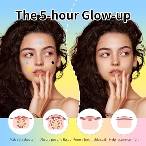 Dazzlook Star Shaped Pimple Patches with Salicylic Acid, Hydrocolloid Pimple Stickers for Blemish Care, Mix Colors, 96 Count, Fashion Blemishes Patches - Thumbnail 4