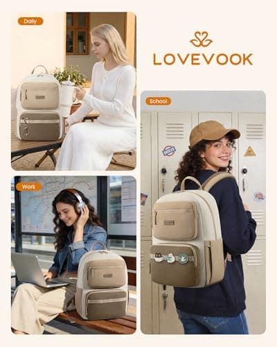 LOVEVOOK Laptop Backpack for Women, School Backpack for Teen Girls with Large Cup Holder, Lightweight Bookbag for College,Work,Travel fits 17.3 Inch Laptop - Thumbnail 6