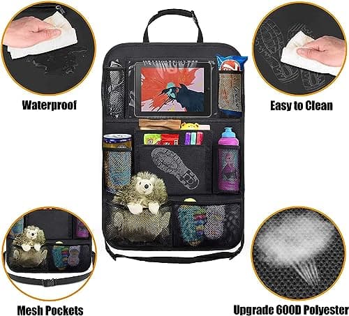 AYWVRBST Car Backseat Organizer, 9 Storage Pockets, Thickened 600D Polyester,Waterproof, Durable, Universal Fit for Sedan SUV, Truck, Minivan(2, Black) - Thumbnail 4