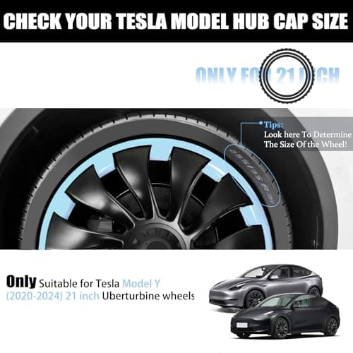Wheel Rim Protect for Tesla Model Y 21" (2020-2024), Easy-Install Hubcaps Induction Wheel Cover, Scratch-Resistant Car Tire Trim Rings, Stylish Giftable, Glacier Blue 4Pcs Model Y Accessories - Thumbnail 3