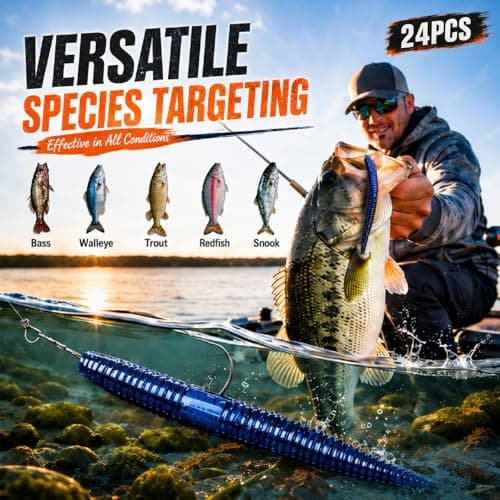 Soft Plastic Fishing Lures for Bass 5" - Salt Infused Stick Bait, Fall Rate Action for Texas/Wacky/Carolina Rig, Soft Plastic Swimbaits for Freshwater/Saltwater (24 Pcs) - Thumbnail 5