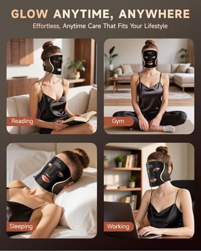 Red Light Therapy Mask for Face, 7 Colors LED Face Mask Light Therapy with Rechargeable Remote, Portable Anti-Aging & Skin Rejuvenation Device for Home Use or Travel, Ideal Gift for Women - Thumbnail 6