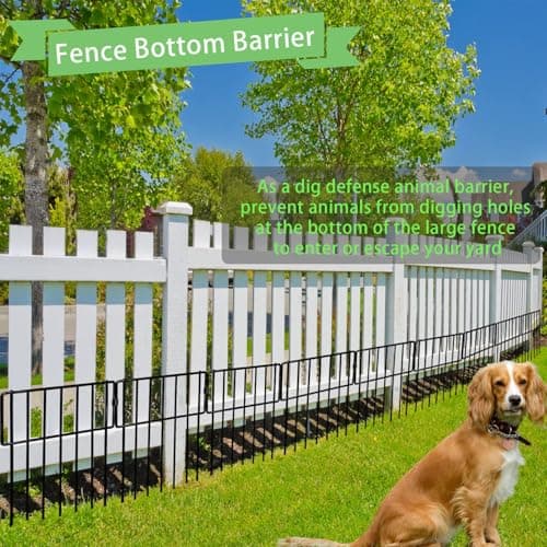 Thrivinest 10 Pack Animal Barrier, No Dig Decorative Fence, 17in(H) x10ft(L) Rustproof Metal Small Garden Fence Border for Dogs Rabbits, Bottom Blocker for Outdoor Yard Patio - Thumbnail 5