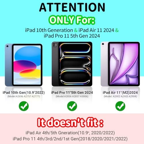 YIHE Kids Case for iPad A16 11th Generation (11" 2025) & 10th Gen (10.9" 2022) | Shockproof Tablet Cover with Built-in Screen Protector & Pencil Holder for iPad 10.9/11 Inch, Cyan Red - Thumbnail 2