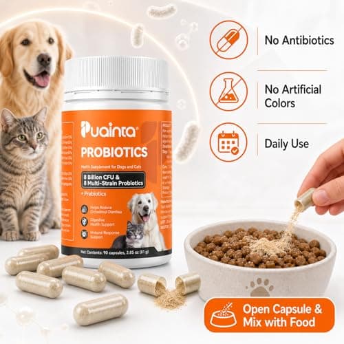 PUAINTA Probiotics for Dogs & Cats – 8-Strain Probiotic with Prebiotics for Digestive & Gut Health, Immune & Stool Support, Helps Dogs Eating Dirt, Grass & Non-Food Items (90 Count) - Thumbnail 4
