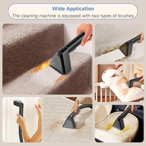 Vaconly Portable Carpet & Upholstery Cleaner Machine, Handheld Spot Cleaner with Dual Brush, 18KPa Suction, Large Removable Tank for Couch, Car, Stairs, Rugs & Pet Stains,White - Thumbnail 4