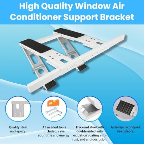 No-Drill Window AC Bracket, Heavy Duty Adjustable Air Conditioner Support for Single & Double Hung Windows, Fits 5,000–24,000 BTU Units, Holds 220lbs, Easy Tool-Free Installation, Renter Friendly - Thumbnail 4